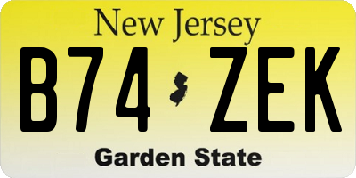 NJ license plate B74ZEK