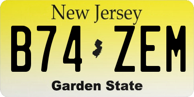NJ license plate B74ZEM