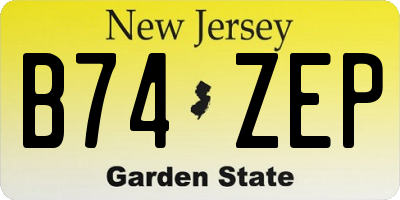 NJ license plate B74ZEP