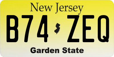 NJ license plate B74ZEQ
