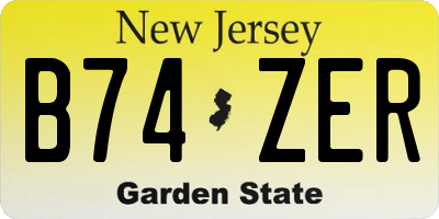 NJ license plate B74ZER