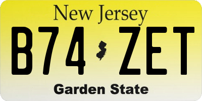 NJ license plate B74ZET