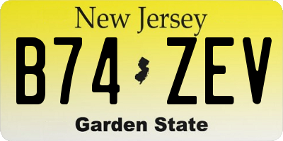 NJ license plate B74ZEV