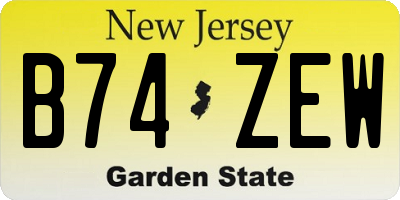 NJ license plate B74ZEW