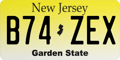 NJ license plate B74ZEX