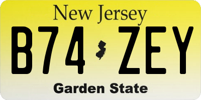 NJ license plate B74ZEY