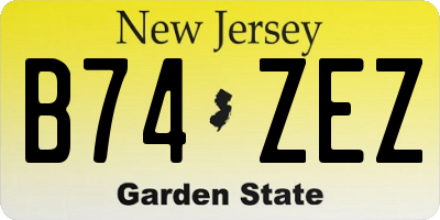 NJ license plate B74ZEZ