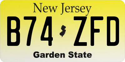NJ license plate B74ZFD