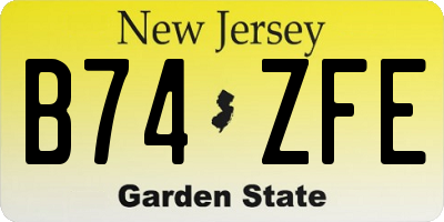 NJ license plate B74ZFE