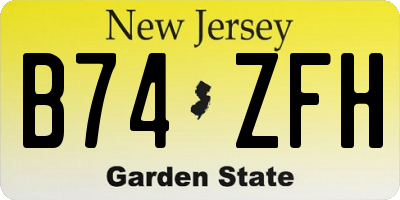NJ license plate B74ZFH