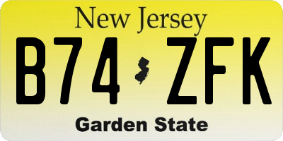 NJ license plate B74ZFK