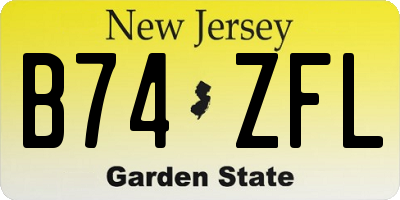 NJ license plate B74ZFL