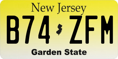 NJ license plate B74ZFM