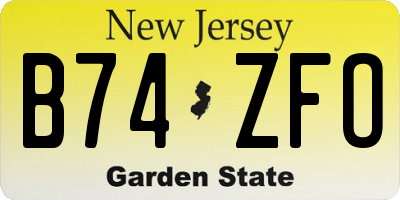 NJ license plate B74ZFO