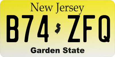 NJ license plate B74ZFQ