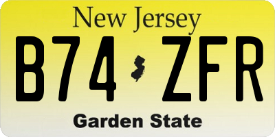 NJ license plate B74ZFR