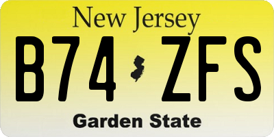 NJ license plate B74ZFS