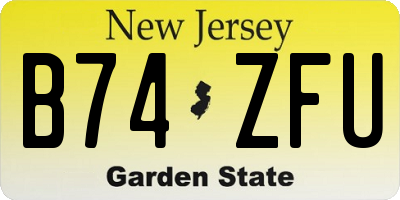 NJ license plate B74ZFU