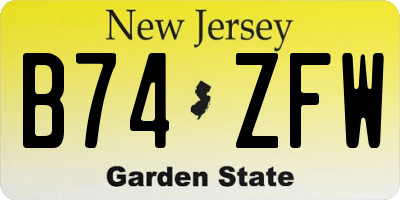 NJ license plate B74ZFW