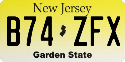 NJ license plate B74ZFX