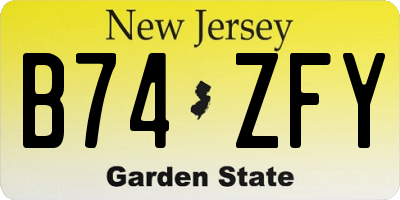 NJ license plate B74ZFY