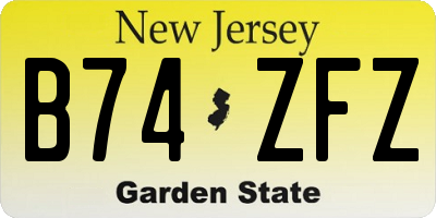 NJ license plate B74ZFZ