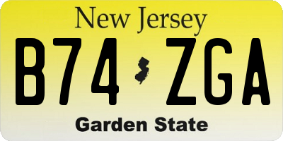 NJ license plate B74ZGA