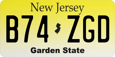NJ license plate B74ZGD