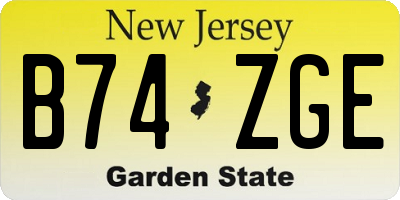 NJ license plate B74ZGE