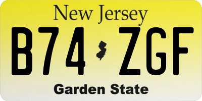 NJ license plate B74ZGF