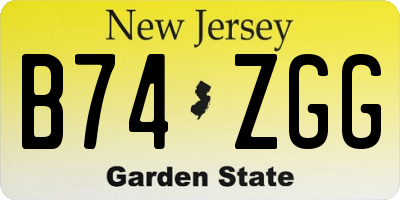 NJ license plate B74ZGG