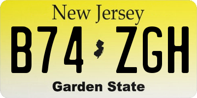NJ license plate B74ZGH