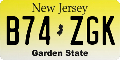 NJ license plate B74ZGK