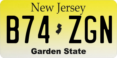 NJ license plate B74ZGN