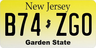 NJ license plate B74ZGO
