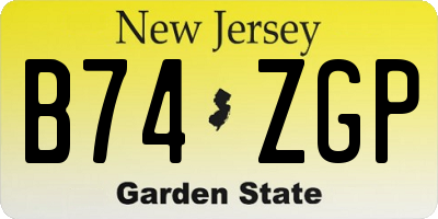 NJ license plate B74ZGP