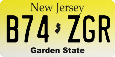 NJ license plate B74ZGR