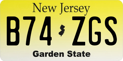 NJ license plate B74ZGS