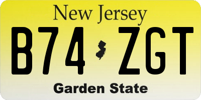 NJ license plate B74ZGT