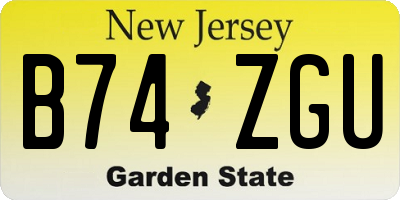 NJ license plate B74ZGU