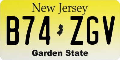 NJ license plate B74ZGV