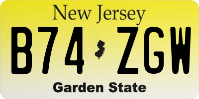 NJ license plate B74ZGW
