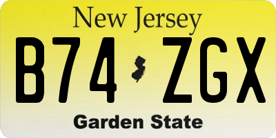 NJ license plate B74ZGX