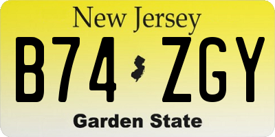 NJ license plate B74ZGY