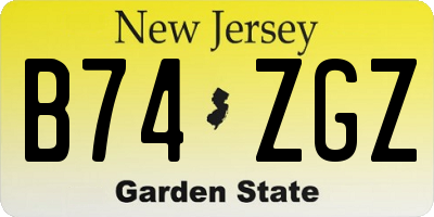 NJ license plate B74ZGZ