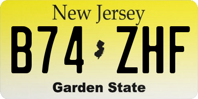 NJ license plate B74ZHF