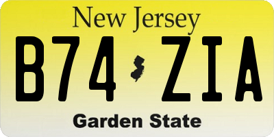 NJ license plate B74ZIA
