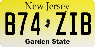 NJ license plate B74ZIB
