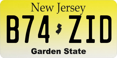 NJ license plate B74ZID