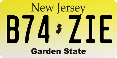 NJ license plate B74ZIE